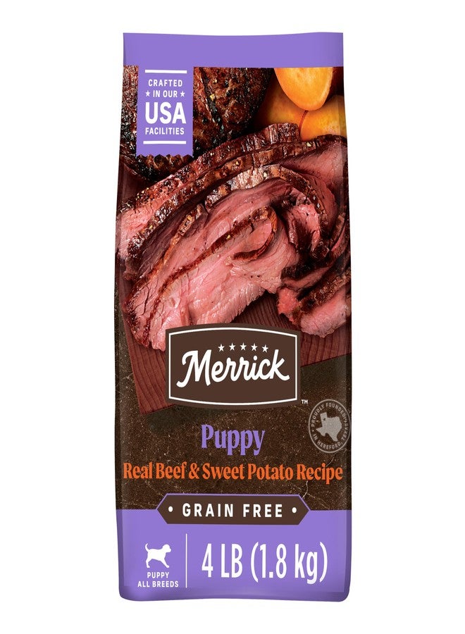 Merrick Premium Grain Free Dry Puppy Food, Wholesome And Natural Kibble With Real Texas Beef And Sweet Potato - 4.0 lb. Bag - Image 1